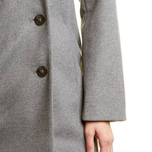 Cole Haan Gray Wool Slick Shawl Button Oversized Hooded Jacket Coat Winter 2 XS - Picture 9 of 15